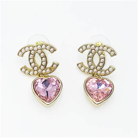 chanel pink heart earrings|authentic chanel pearl earrings.